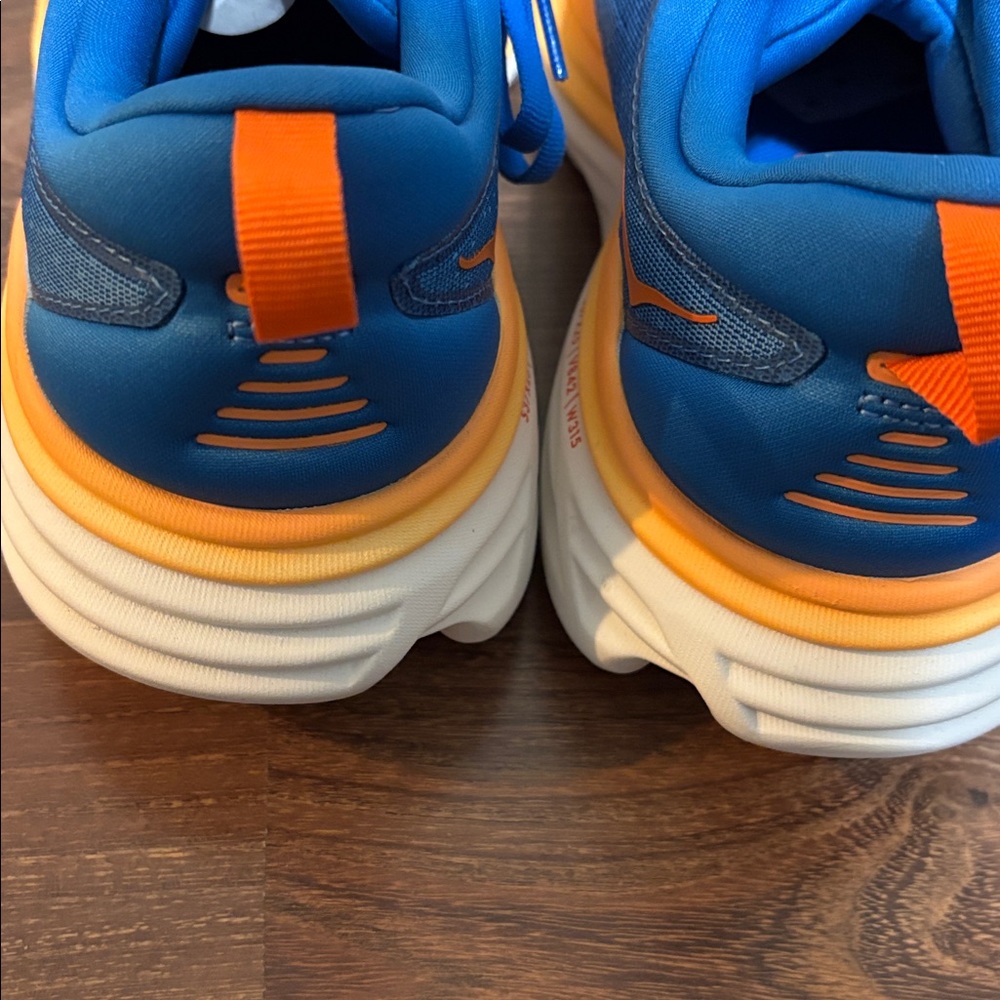 Hoka Bondi 8 Vibrant Blue and Orange Sneakers - Picture 8 of 10